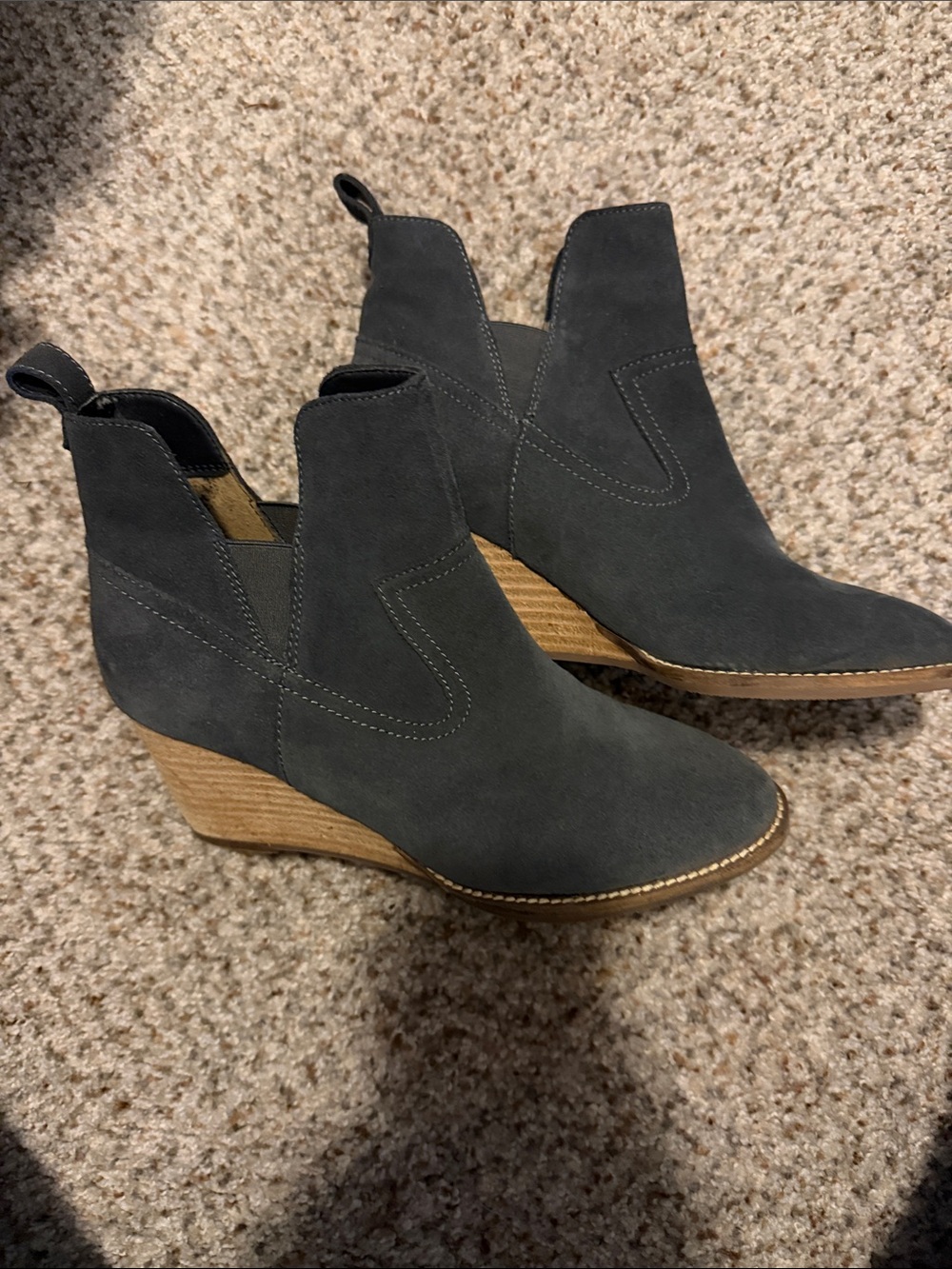 Blondo Charcoal Suede Wedge Booties